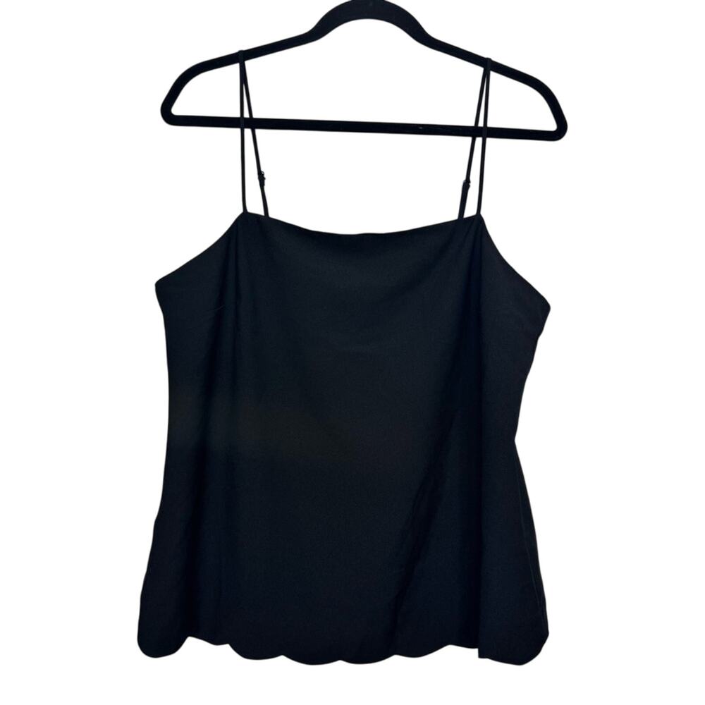 NWT J.Crew Black‎ Scallop Cami Tank Top Womens Size 10 Elegant Minimalist Blouse